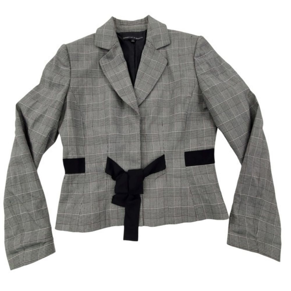 Isabella Demarco 4 Blazer Plaid White black Bow Work Career Houndstooth Academia
